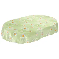ANRO Wachstuchtischdecke Wachstuch Wachstischdecke Tischdecke Kamille Patchwork Grün Oval