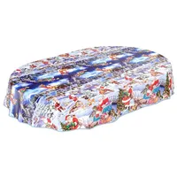 ANRO Wachstuchtischdecke Wachstuch Wachstischdecke Tischdecke Weihnachten Rot Weihnachtsfest Oval