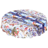 ANRO Wachstuchtischdecke Wachstuch Wachstischdecke Tischdecke Weihnachten Rot Weihnachtsfest Rund