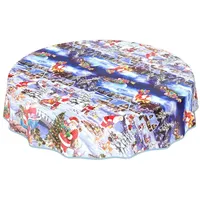 ANRO Wachstuchtischdecke Wachstuch Wachstischdecke Tischdecke Weihnachten Rot Weihnachtsfest Rund