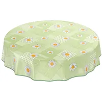 ANRO Wachstuchtischdecke Wachstuch Wachstischdecke Tischdecke Kamille Patchwork Grün Rund