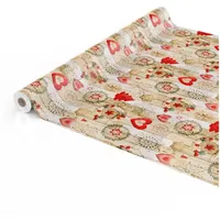 ANRO Tischdecke Weihnachtstischdecke abwaschbar Wachstischdecke Christmas Rot Beige 350x140cm
