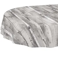 ANRO Tischdecke oval abwaschbar ohne Einfassung – Holzoptik Grau
