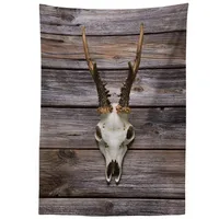 ABAKUHAUS Hirsch Tischdecke, Rustic Antlers auf Holz, Personalisierter Druck