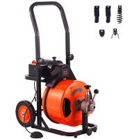 Vevor Elektrische Rohrreinigung 220V Rohrreiniger 30mx12,7mm StahlKabel Rohrreinigungsspirale 1500U/min