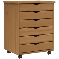 VidaXL Rollschrank mit Schubladen MOSS Honigbraun Massivholz Kiefer
