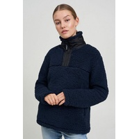 Oxmo Troyer OXElina 21800005-ME Teddypullover mit Stehkragen in Dunkelblau