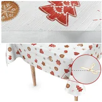 ANRO Tischdecke abwaschbar Weihnachten Wachstuchtischdecke 220 x 140cm Schnittkante