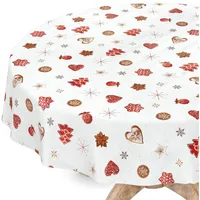 ANRO Tischdecke abwaschbar Weihnachten Wachstuchtischdecke Rund 120cm Schnittkante Silvester