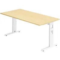 Hammerbacher höhenverstellbarer Schreibtisch ahorn rechteckig, C-Fuß-Gestell weiß 160,0 x