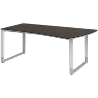 Röhr-Bush röhr Imperia höhenverstellbarer Schreibtisch quarzit Trapezform, Kufen-Gestell weiß