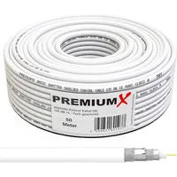 PremiumX 50m BASIC Koaxialkabel 135dB 4-fach geschirmt CCS Kupfer-Stahl