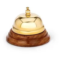 Nklaus Maritim Tresenglocke aus Messing massiv Gold mit Holzsockel