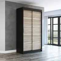 Mebloland Schwebetürenschrank, 2-türig Schrank PARIS 120 cm (mit Spiegel)
