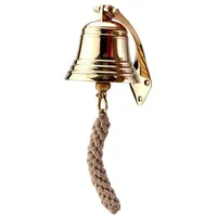 Nklaus Schiffsglocke Messing Gold mit Wandhalter & Bändsel Ø:
