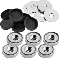 Vasalat Topfmagnet mit Bohrung, Magnet mit Metallscheiben und Gummi-Kappen,
