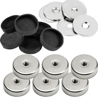 Vasalat Topfmagnet mit Innengewinde, Magnet mit Metallscheiben und Gummi-Kappen,