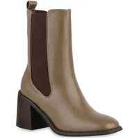 Stiefelparadies Damen Klassische Stiefeletten in Khaki,