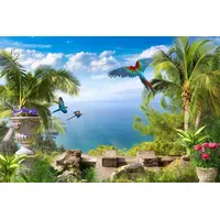 Papermoon Fototapete PAPERMOON "Tropische Landschaft", bunt, B:4,5m L:2,8m, Vlies,