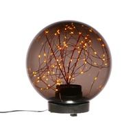 MARELIDA LED Kugel mit Drahtlichterkette Gartenleuchte stehend Rauchglasoptik 20cm