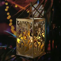 MARELIDA Laterne Pusteblume Windlicht Kerzenhalter Metall Blumenmotiv H: 55cm