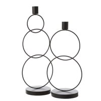 MARELIDA Stabkerzenhalter Kerzenständer 2 u. 3 Ringe Tafelkerzenhalter schwarz