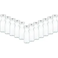 Mambocat 12er Set Milchflaschen 250ml Twist-Off Deckel silber
