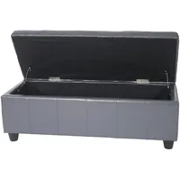 Mendler Aufbewahrungs-Truhe Sitzbank Kriens, Leder + Kunstleder, 112x45x45cm -