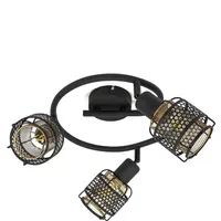 LINDBY Eudoria Deckenlampe 3-flammig schwarz/gold
