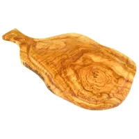 Olivenholz-erleben Tranchierbrett mit Saftrille & Griff 40-44 cm