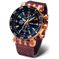 Vostok Europe Herren-Chronograph Energia Rocket Braun/Blau VK61-575B590