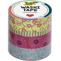 Folia Washi Tape Blumenreigen 4er-Set 3x 15mm x 10m