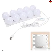 Jinlaili 10 LED Spiegelleuchte 3 Farbe, Hollywood-Stil Dimmbar Schminklicht,