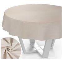 ANRO Tischdecke Uni Rund Ø 140 cm Beige