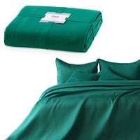 AmeliaHome Tagesdecke 220x240 cm dunkelgrün Bettüberwurf zweiseitig Prägung Matt