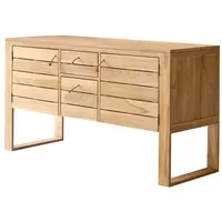 Tikamoon Waschbeckenunterschrank Waschtisch aus Teak Naturton Lattenoptik 145 cm