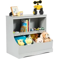 Costway Kinderregal, Spielzeugregal mit 4 Fächern, Bücherregal für Kinder,
