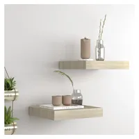 VidaXL Schwebende Wandregale 2 Stk. Eichefarben 23x23,5x3,8cm MDF