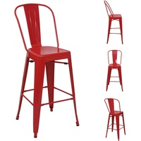 Mendler 4er-Set Barhocker HWC-A73, Barstuhl Tresenhocker mit Lehne, Metall