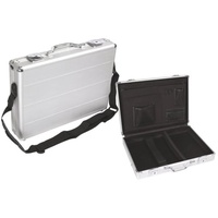 VELLEMAN Perel Laptopkoffer, Tragegurt, Schlüsselschloss, 2 Schlüssel, Aluminium, Silbergrau