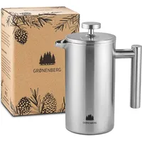GRØNENBERG French Press 1L Edelstahl | Kaffeebereiter Kaffeepresse mit