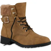 Stiefelparadies Damen Worker Boots in Hellbraun,