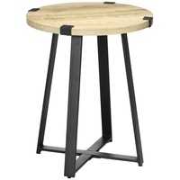 Homcom Couchtisch Runder Beistelltisch, mit Holzoptik und Stahlbeinen, Retro-Design