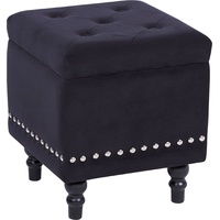 Beliani Hocker mit Stauraum Samtstoff Schwarz