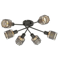 LINDBY Eudoria Deckenlampe 6-flammig schwarz/gold