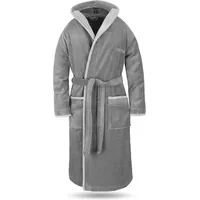 Normani Unisex Baumwoll-Bademantel Rob in Grau/Hellgrau | Gr.: 4XL