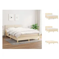 VidaXL Boxspringbett mit Matratze Creme 140x200 cm Stoff1373169