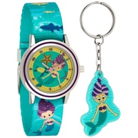 Miraval Kinderarmbanduhr mit Textilarmband und Schlüsselanhänger Meerjungfrau Grün -