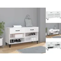 VidaXL Schuhschrank Hochglanz-Weiß 102x35x55 cm Holzwerkstoff