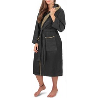 Normani Damen Wellness-Bademantel aus 100% Baumwolle in Schwarz/Beige |